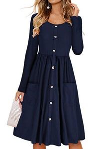 Button Down  Swing Midi Vintage Style  Dress